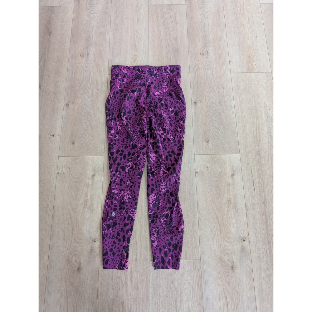 Lululemon Base Pace High-Rise Running Tight 25" Cheetah Camo Magenta Purple 6